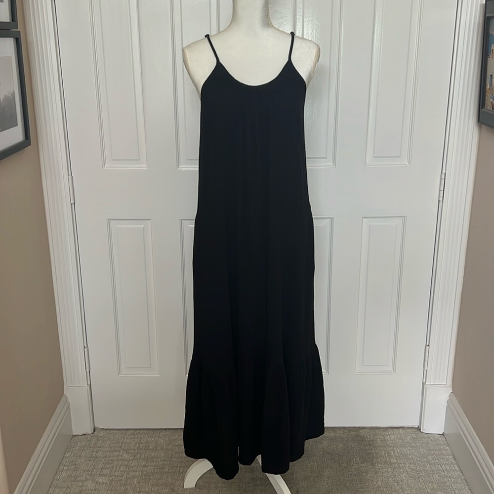 Magaschoni 100% Organic Cotton Gauze Maxi Black Dress - Medium